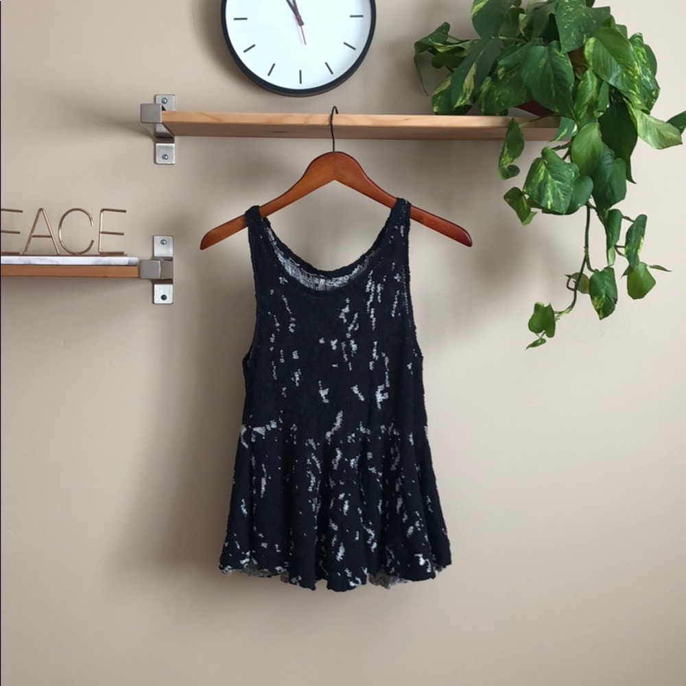 Black and White Marble Knit Free People Peplum XS